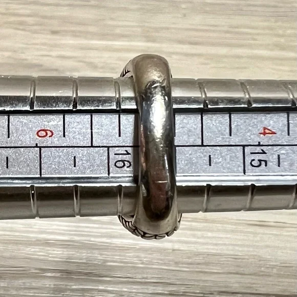 Designer JAI John Hardy Sterling Silver/14 K Gold Basket Weave Ring, Size 5 - Picture 7 of 8